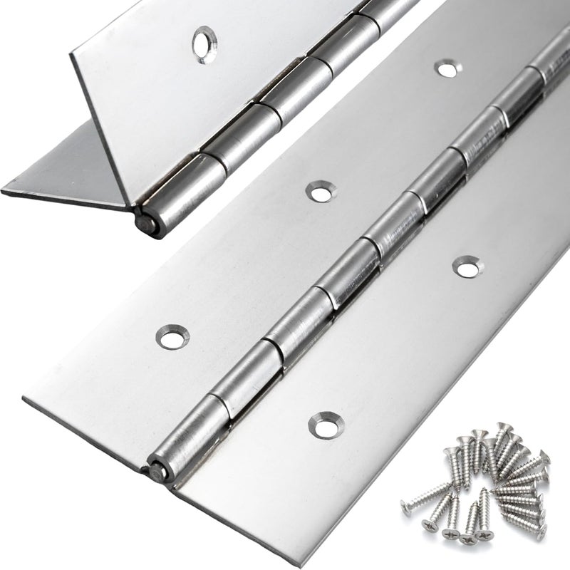 FVSEC 2 Pcs Heavy Duty Piano Hinge 48 Inch x 3 Inch Width, True 0.060'' Thick Stainless Steel Piano Hinge for Heavy Duty Cabinet, Door, Toolbox, Wooden Box, Metal Plate, Furniture, Industrial Project - Image 1